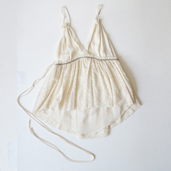 3.1 Phillip Lim Silk Ivory Lace Pleated Ruffle Top - Picture 1 of 8